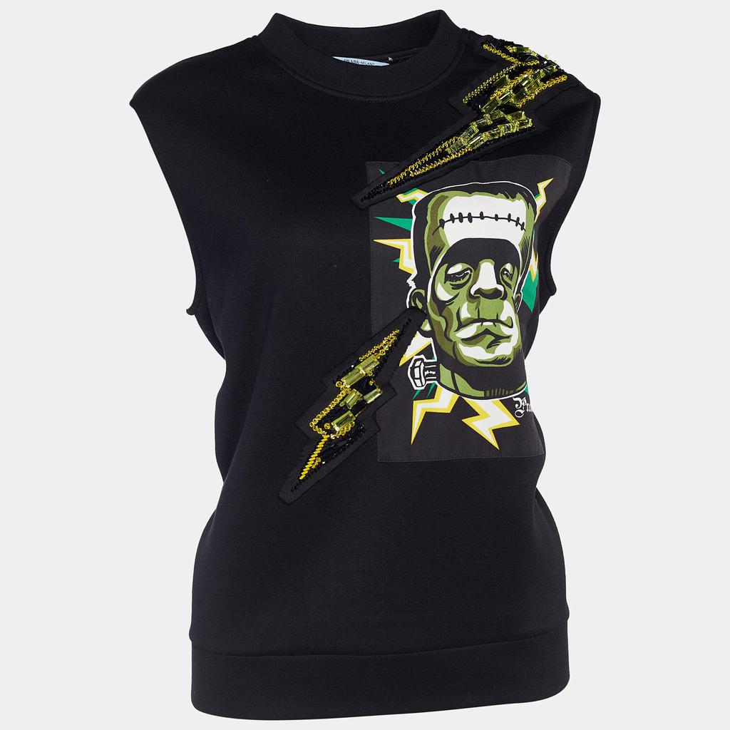 Prada Black Knit Frankenstein Print Vest Top XS商品第1张图片规格展示