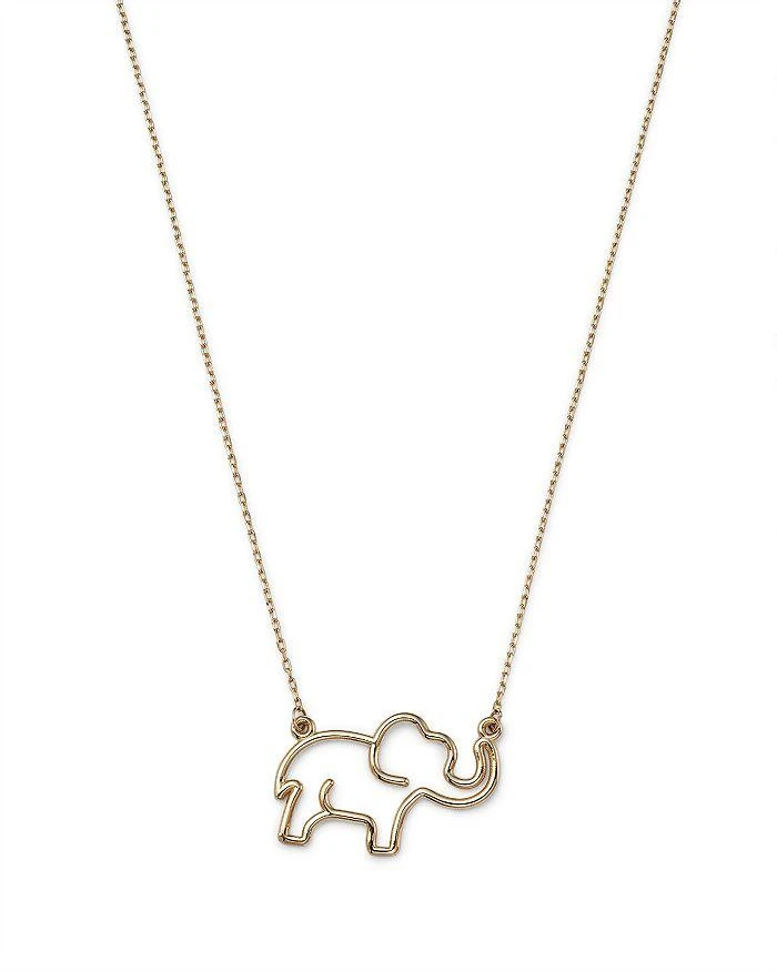 商品Bloomingdale's|Elephant Outline Pendant Necklace in 14K Yellow Gold, 16" - Exclusive,价格¥1856,第1张图片