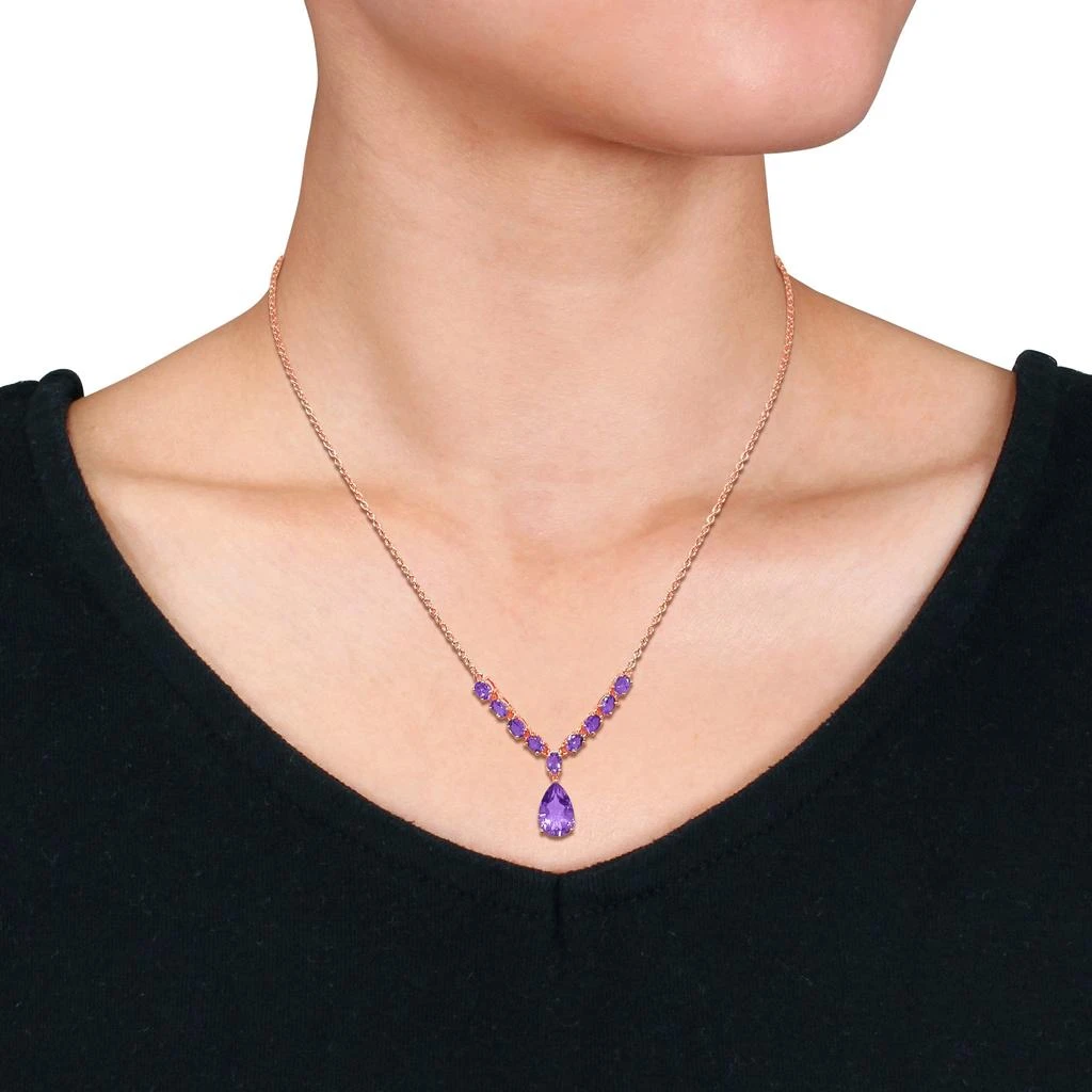 商品Mimi & Max|2 1/3ct TGW Pear Oval-Cut Amethyst Lariat Necklace Rose Silver-18 + 2 ext.,价格¥358,第2张图片详细描述