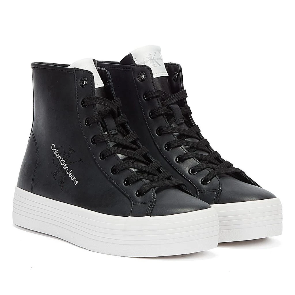 商品Calvin Klein|Calvin Klein Jeans Vulcanised Flatform High Womens Black Trainers,价格¥638,第1张图片