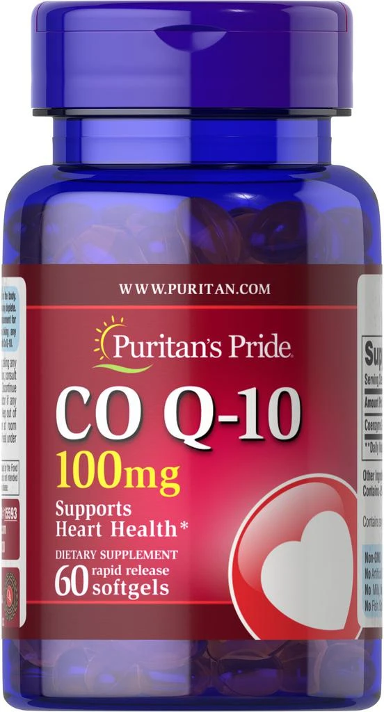 商品Puritan's Pride|辅酶Q10胶囊 心脏保健 100mg 60粒/瓶,价格¥145-¥290,第1张图片