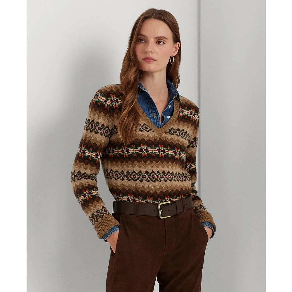 商品Ralph Lauren|Women's Fair Isle V-Neck Sweater,价格¥1052,第1张图片