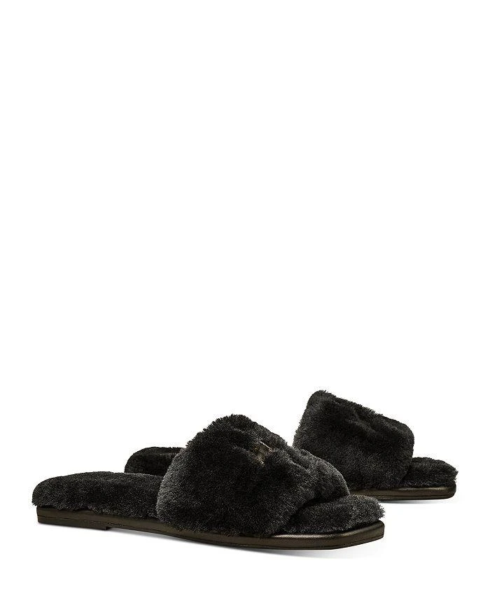 商品Tory Burch|Women's Double T Fluffy Slippers,价格¥534,第1张图片