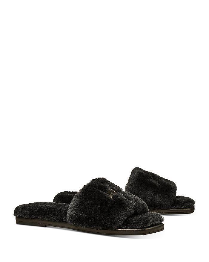 商品Tory Burch|Women's Double T Fluffy Slippers,价格¥525,第3张图片详细描述