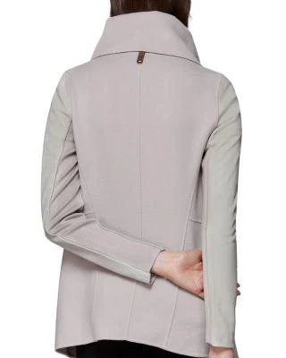 商品Mackage|Vane Draped Wrap Leather-Sleeve Coat ,价格¥3943,第5张图片详细描述