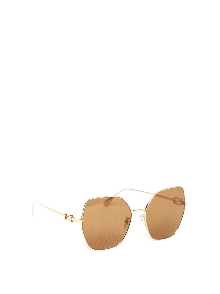 商品Fendi|Geometric Gold Sunglasses With Brown Mirror Lens,价格¥3609,第2张图片详细描述