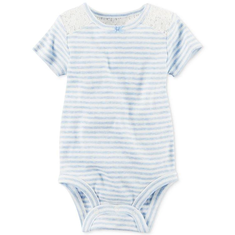 商品Carter's|Striped Lace Bodysuit, Baby Girls (0-24 months),价格¥29,第1张图片