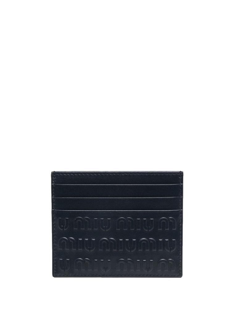 MIU MIU logo-plaque detail card holder blue商品第2张图片规格展示