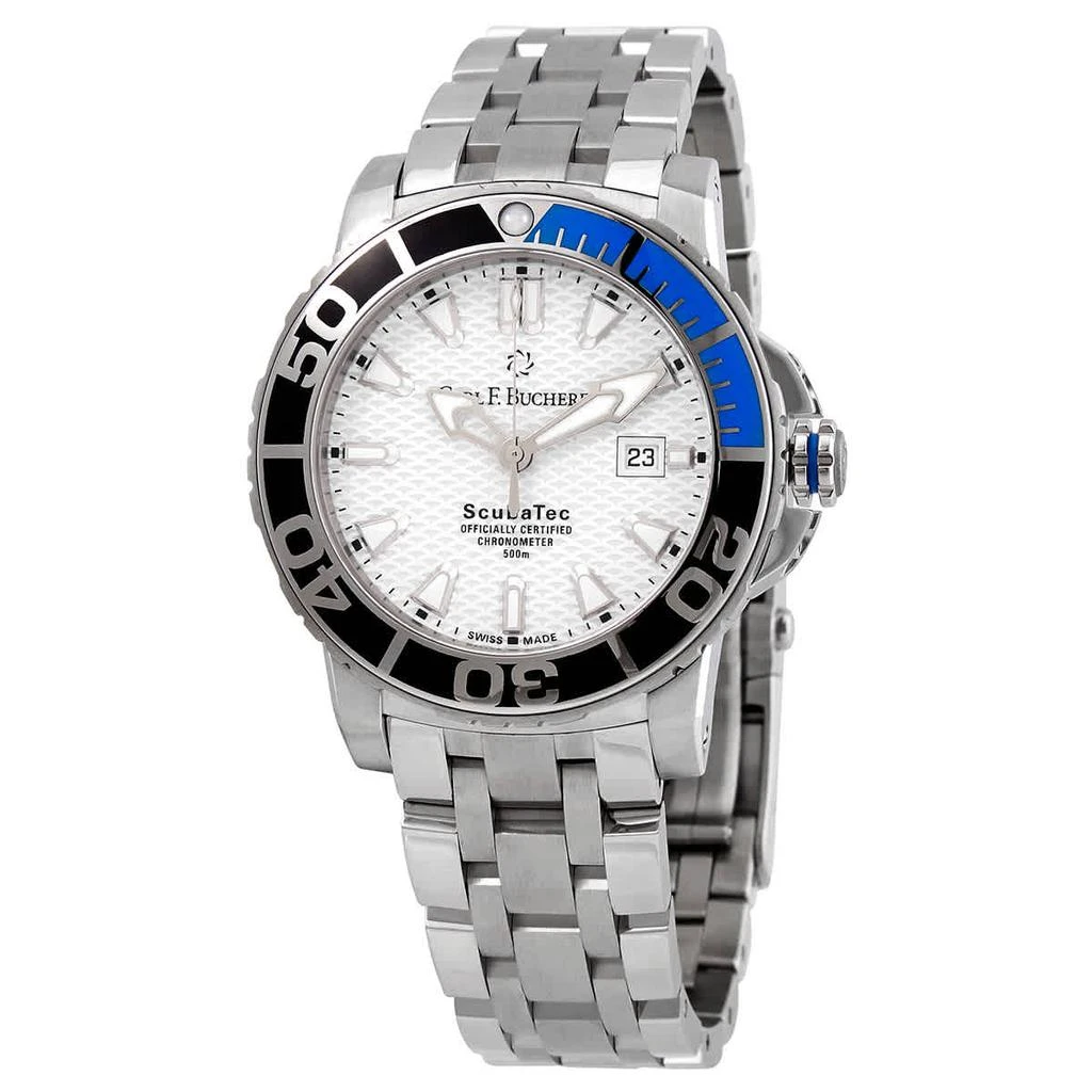 商品Carl F. Bucherer|Patravi ScubaTec White Dial Batman Bezel Men's Watch 00.10632.23.23.21,价格¥37415,第1张图片