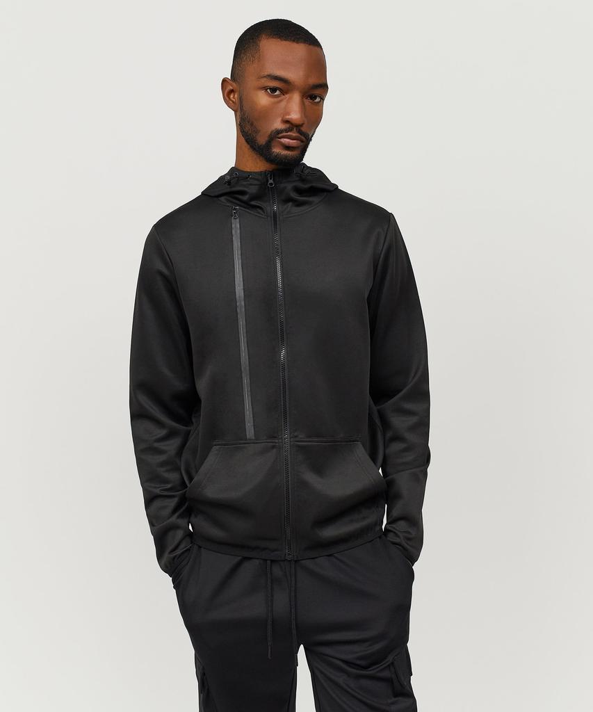 商品Reason Clothing|Hester Black Tech Fleece Hoodie With Zip,价格¥104,第1张图片