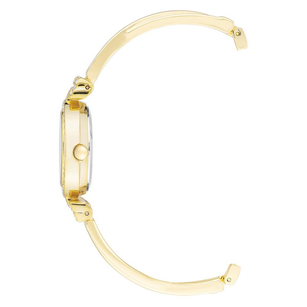 Women's Gold-Tone Alloy Bangle with Crystal Accents Fashion Watch 37mm Set 4 Pieces商品第2张图片规格展示