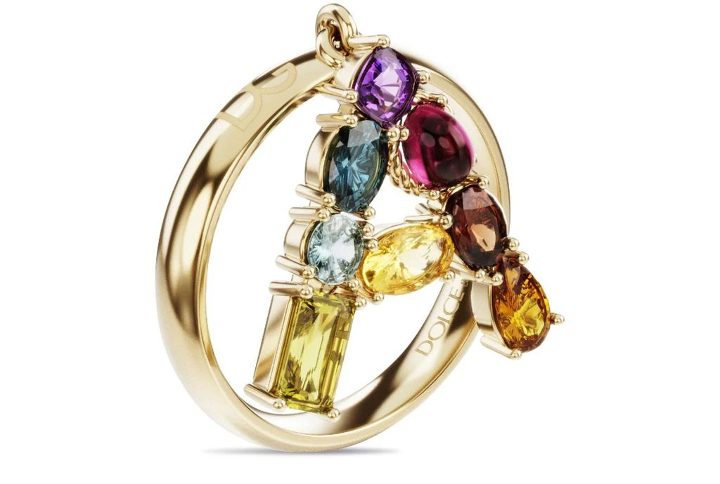 商品Dolce & Gabbana|Rainbow alphabet A ring in yellow gold with multicolor fine gems,价格¥15580,第3张图片详细描述