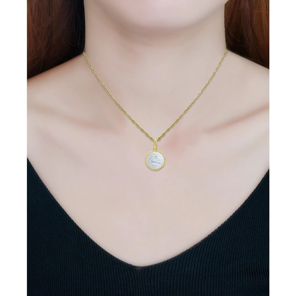 商品Giani Bernini|Two-Tone Coin Pendant Necklace in Sterling Silver & 18k Gold-Plate, 16" + 2" extender, Created for Macy's,价格¥283,第2张图片详细描述