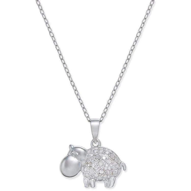 商品Macy's|Diamond Hippo Pendant Necklace (1/10 ct. t.w.) in Sterling Silver,价格¥163,第1张图片