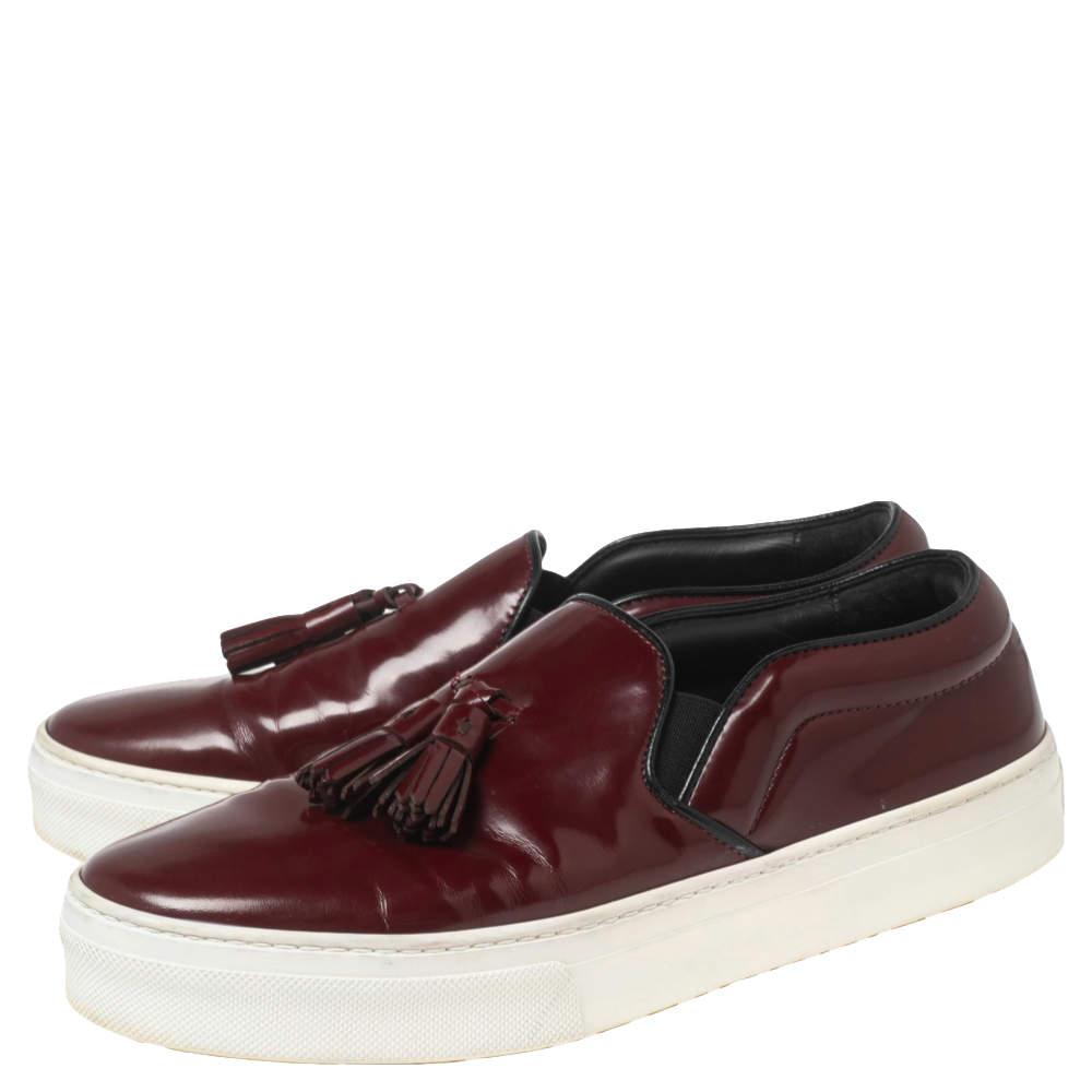 Celine Burgundy Leather Tassel Slip On Sneakers Size 37.5商品第4张图片规格展示