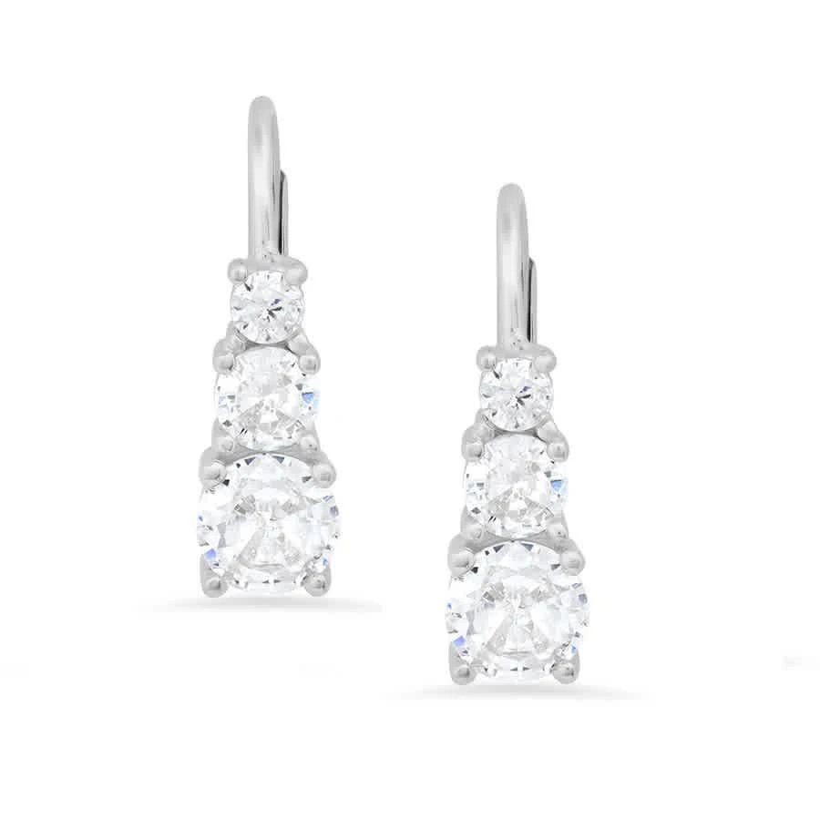 商品Kylie Harper|Sterling Silver 3-Stone Cubic Zirconia  CZ Leverback Earrings,价格¥371,第2张图片详细描述