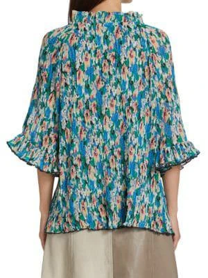 商品Ganni|Pleated Floral Georgette Top,价格¥581,第2张图片详细描述