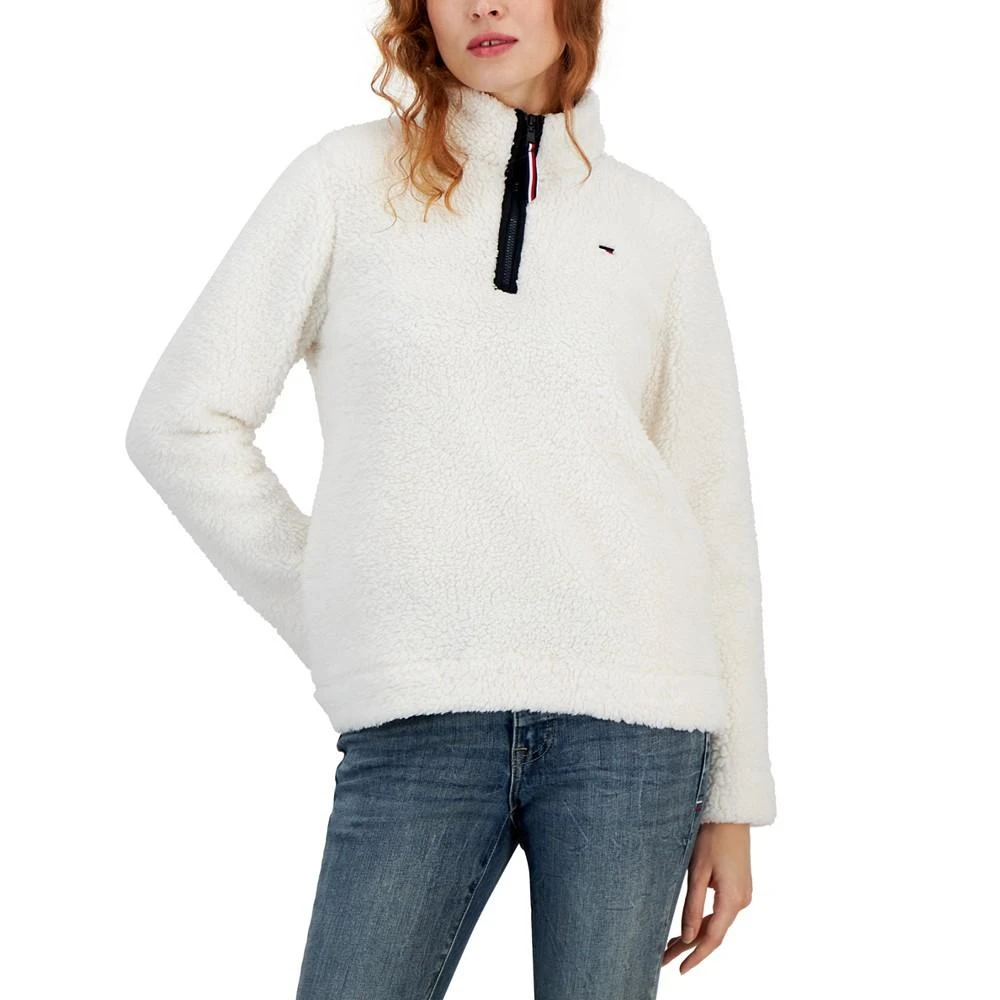 商品Tommy Hilfiger|Women's 1/4-Zip Sherpa Logo Pullover,价格¥228,第1张图片