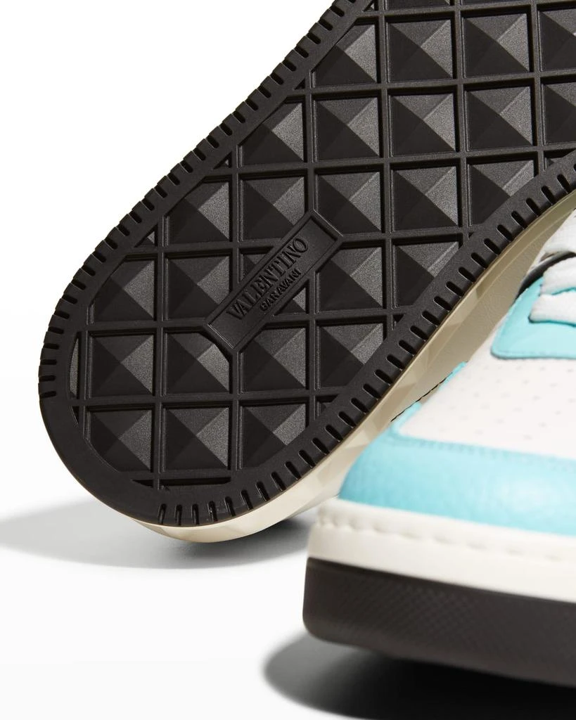 商品Valentino|Men's Roman Stud Bicolor Mid-Top Sneakers,价格¥3127,第5张图片详细描述