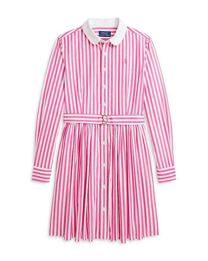 商品Ralph Lauren|Girls' Striped Cotton Poplin Shirt Dress - Little Kid, Big Kid,价格¥565,第1张图片详细描述