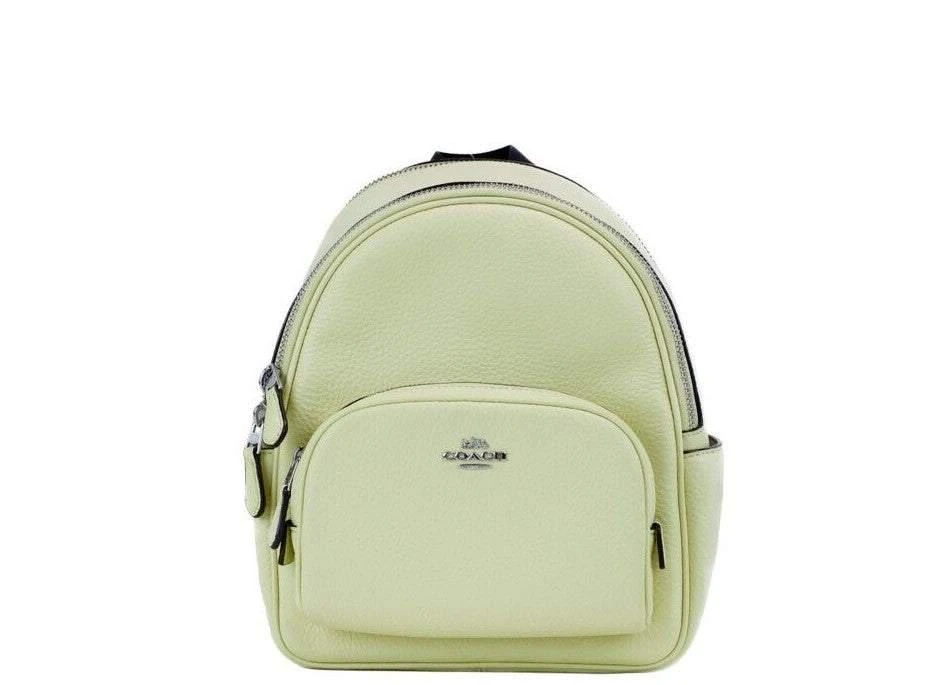 商品Coach|COACH Mini Court Pale Lime Pebbled Leather Shoulder Backpack Bag,价格¥2125,第1张图片