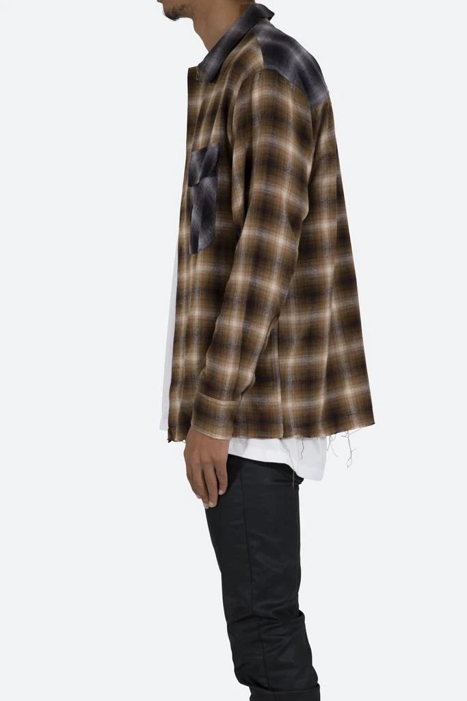 商品MNML|Mismatch Flannel Shirt - Brown/Grey,价格¥120,第4张图片详细描述