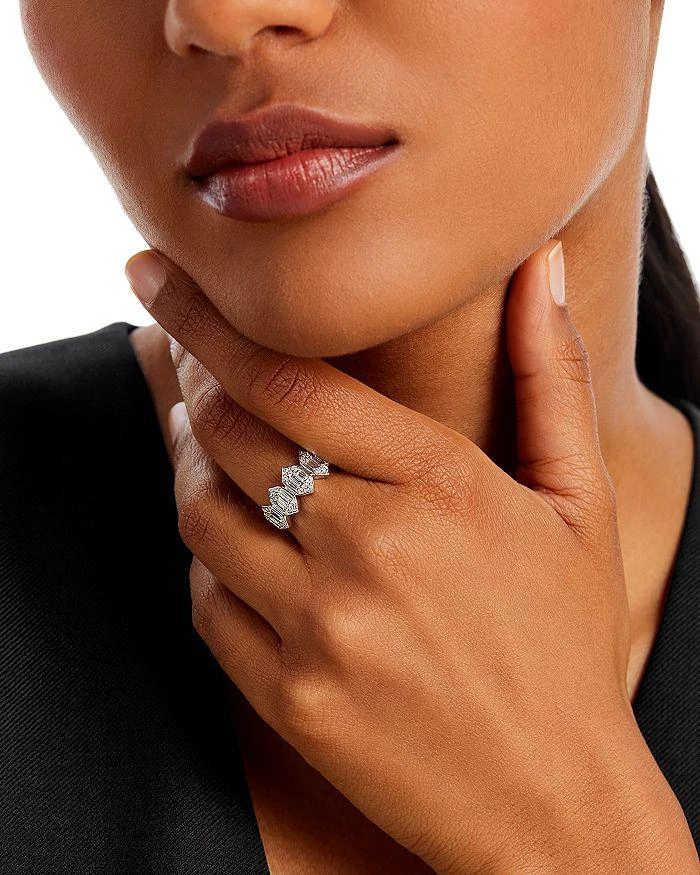 商品Bloomingdale's|Diamond Baguette & Round Cluster Band in 14K White Gold, 0.77 ct. t.w. - Exclusive ,价格¥43283,第2张图片详细描述