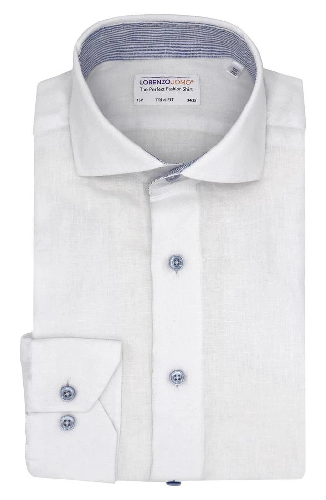 商品Lorenzo Uomo|Solid Linen Trim Fit Dress Shirt,价格¥378,第1张图片