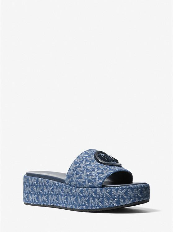 商品Michael Kors|Sadler Logo Jacquard Wedge Sandal,价格¥418,第1张图片