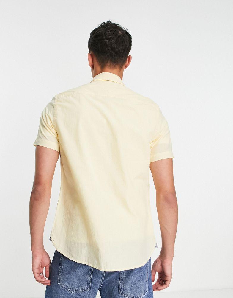 Tommy Hilfiger gingham print short sleeve shirt in pale yellow/white商品第4张图片规格展示