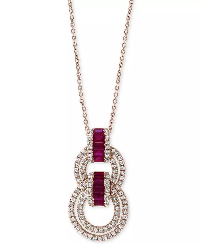 商品Effy|EFFY® Ruby (5/8 ct. t.w.) & Diamond (1/2 ct. t.w.) 18" Pendant Necklace in 14k Rose Gold,价格¥9158,第1张图片