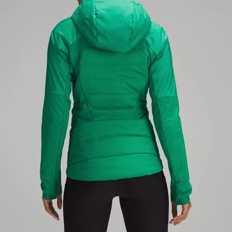 LULULEMON/露露乐蒙 女草绿色尼龙防水拇指孔连帽短羽绒服 商品