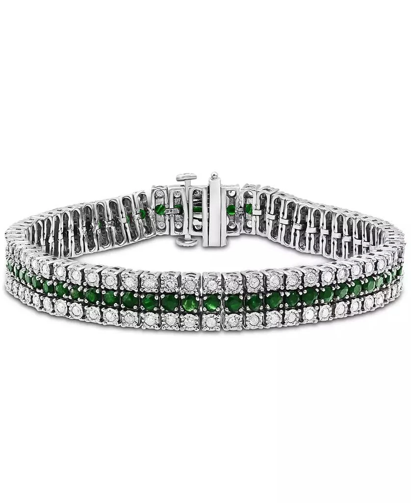 商品Macy's|Sapphire (6 ct. t.w.) & Diamond (2 ct. t.w.) Triple Row Tennis Bracelet in Sterling Silver (Also in Emerald & Ruby),价格¥5232,第1张图片