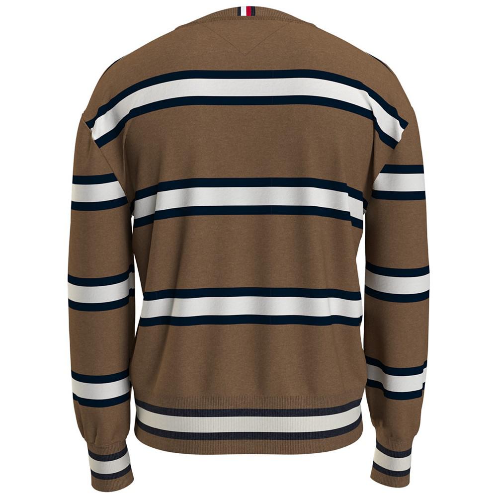 Men's Wool Stripe Embroidered Logo Crewneck Sweater商品第2张图片规格展示
