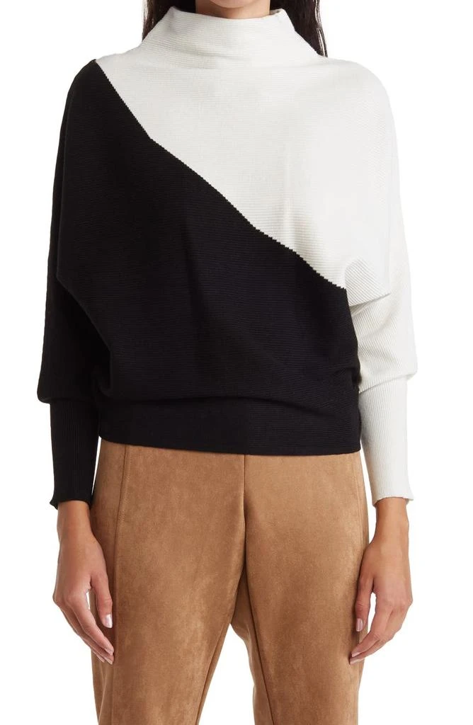 商品Tahari|Diagonal Colorblock Mock Neck Dolman Sweater,价格¥143,第1张图片