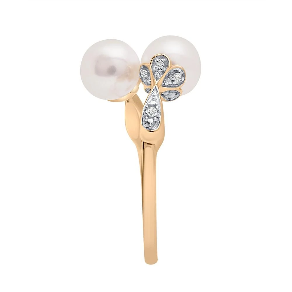 商品Macy's|Cultured Freshwater Pearl (7mm) & Diamond (1/20ct. tw.) Bypass Ring in 14K Yellow Gold,价格¥9411,第3张图片详细描述