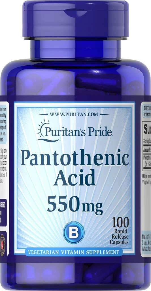 商品Puritan's Pride|Pantothenic Acid 550 mg, 100 Capsules,价格¥308-¥615,第1张图片