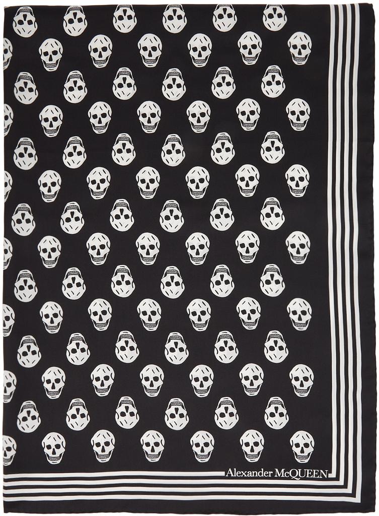 Black & White Silk Skull Scarf商品第1张图片规格展示