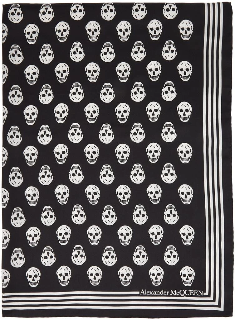 商品Alexander McQueen|Black & White Silk Skull Scarf,价格¥1908,第1张图片