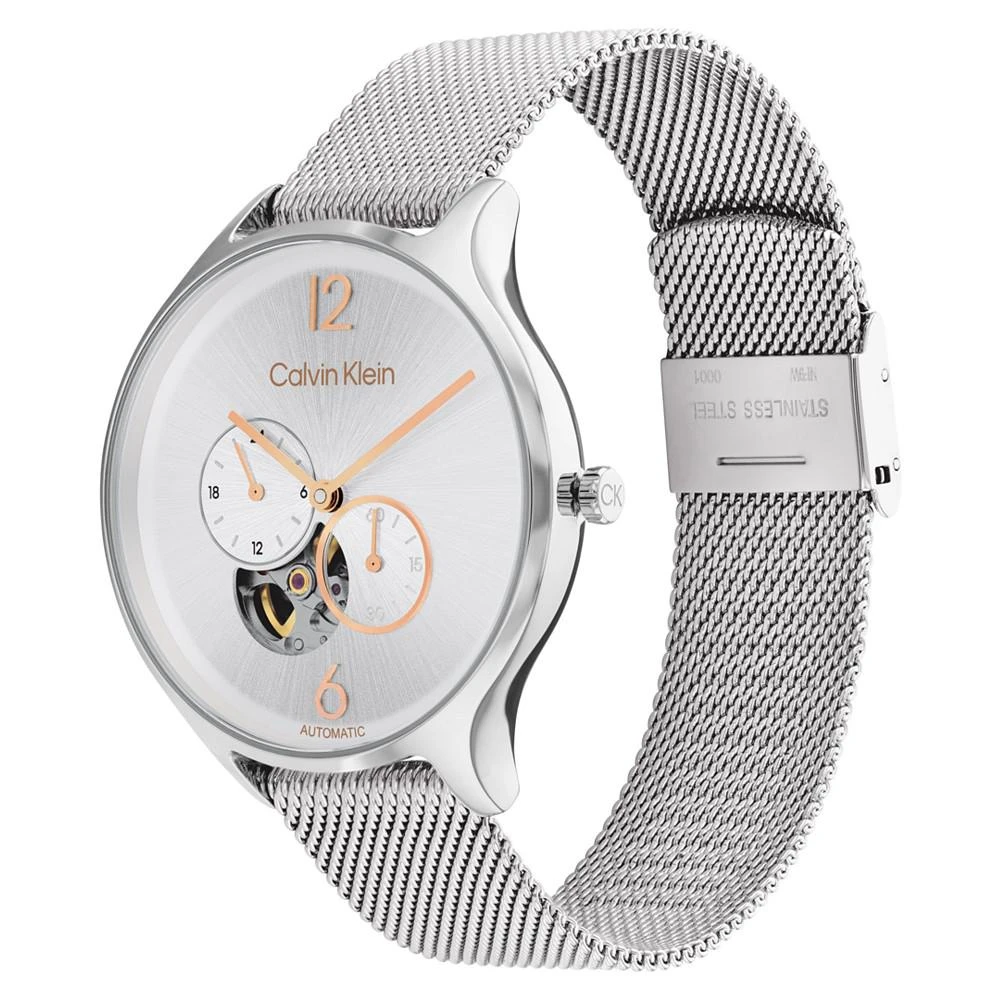 商品Calvin Klein|Men's Automatic Timeless Stainless Steel Mesh Bracelet Watch 38mm,价格¥1525,第2张图片详细描述