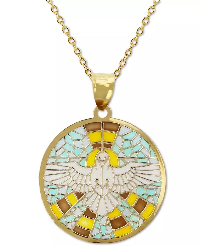 商品Macy's|Enamel Landing Dove 18" Pendant Necklace in 14k Gold,价格¥1064,第1张图片