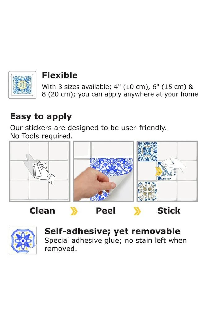 商品WALPLUS|Sky Blue Tile Wall Decals,价格¥239,第3张图片详细描述