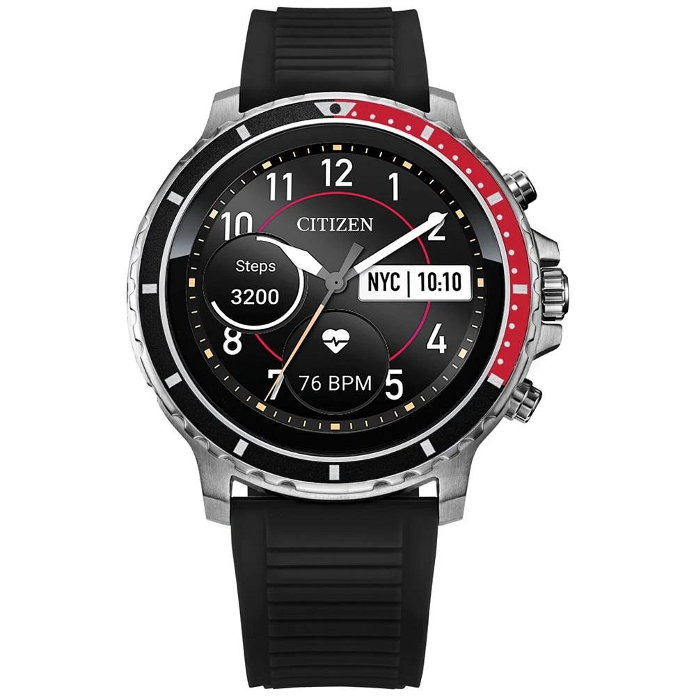 商品Citizen|Men's CZ Smart HR Black Silicone Strap Touchscreen Smart Watch 46mm,价格¥2955,第1张图片