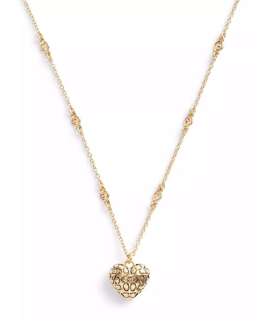 商品Coach|Cubic Zirconia Signature Quilted Heart Pendant Necklace,价格¥715,第1张图片