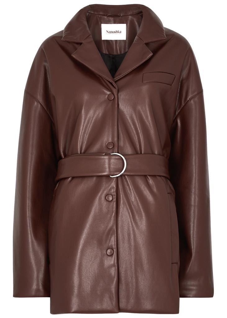 商品Nanushka|Liban brown faux leather jacket,价格¥6488,第1张图片