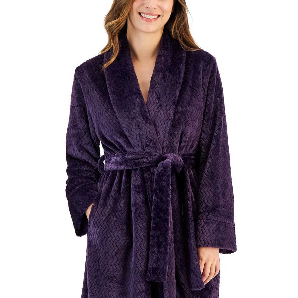 商品Charter Club|Petite Women's Plush Zig Zag Wrap Robe, Created for Macy's,价格¥296,第3张图片详细描述