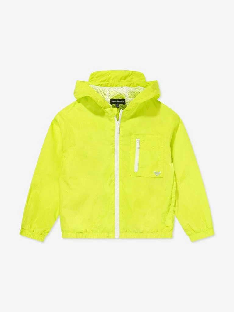 商品Emporio Armani|Emporio Armani Boys Hooded Zip Up Jacket in Green,价格¥1053,第1张图片