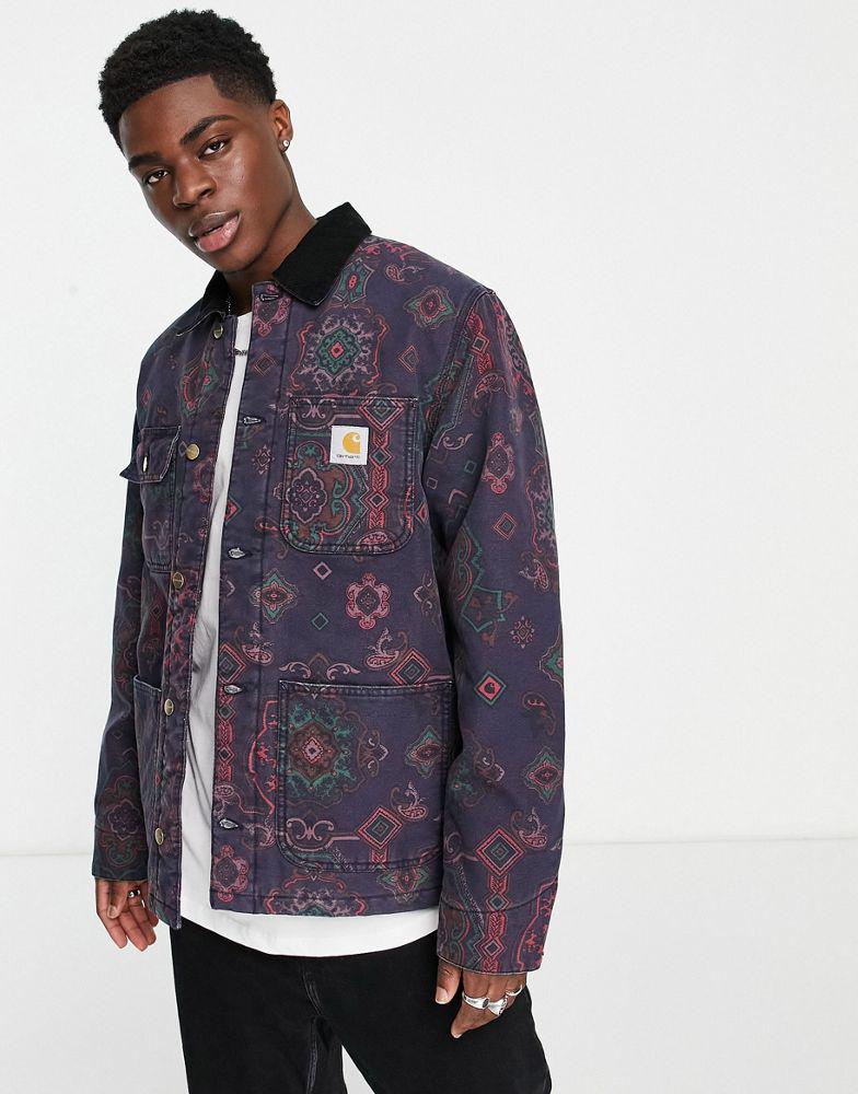 Carhartt WIP michigan paisley lined jacket in navy商品第1张图片规格展示