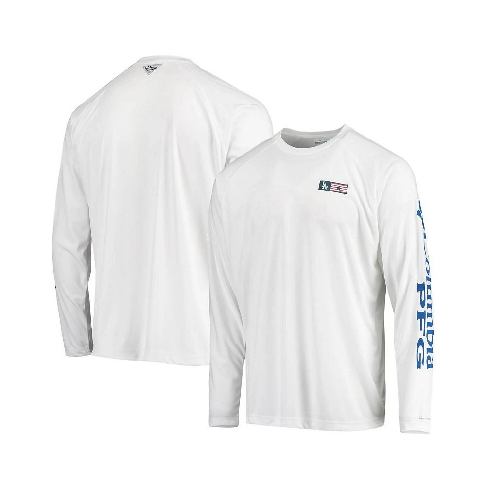 商品Columbia|Men's White Los Angeles Dodgers Americana Terminal Tackle Omni-Shade Raglan Long Sleeve T-shirt,价格¥354,第2张图片详细描述