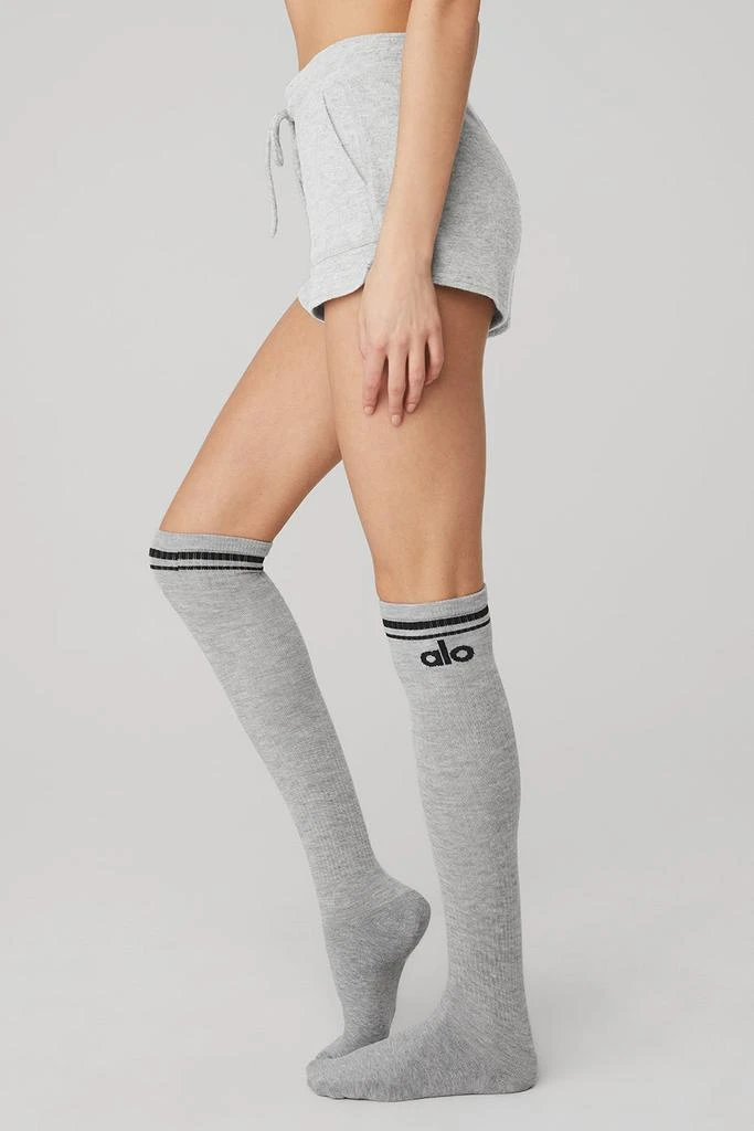 商品Alo|Women's Knee-High Throwback Sock - Athletic Heather Grey/Black,价格¥210,第3张图片详细描述